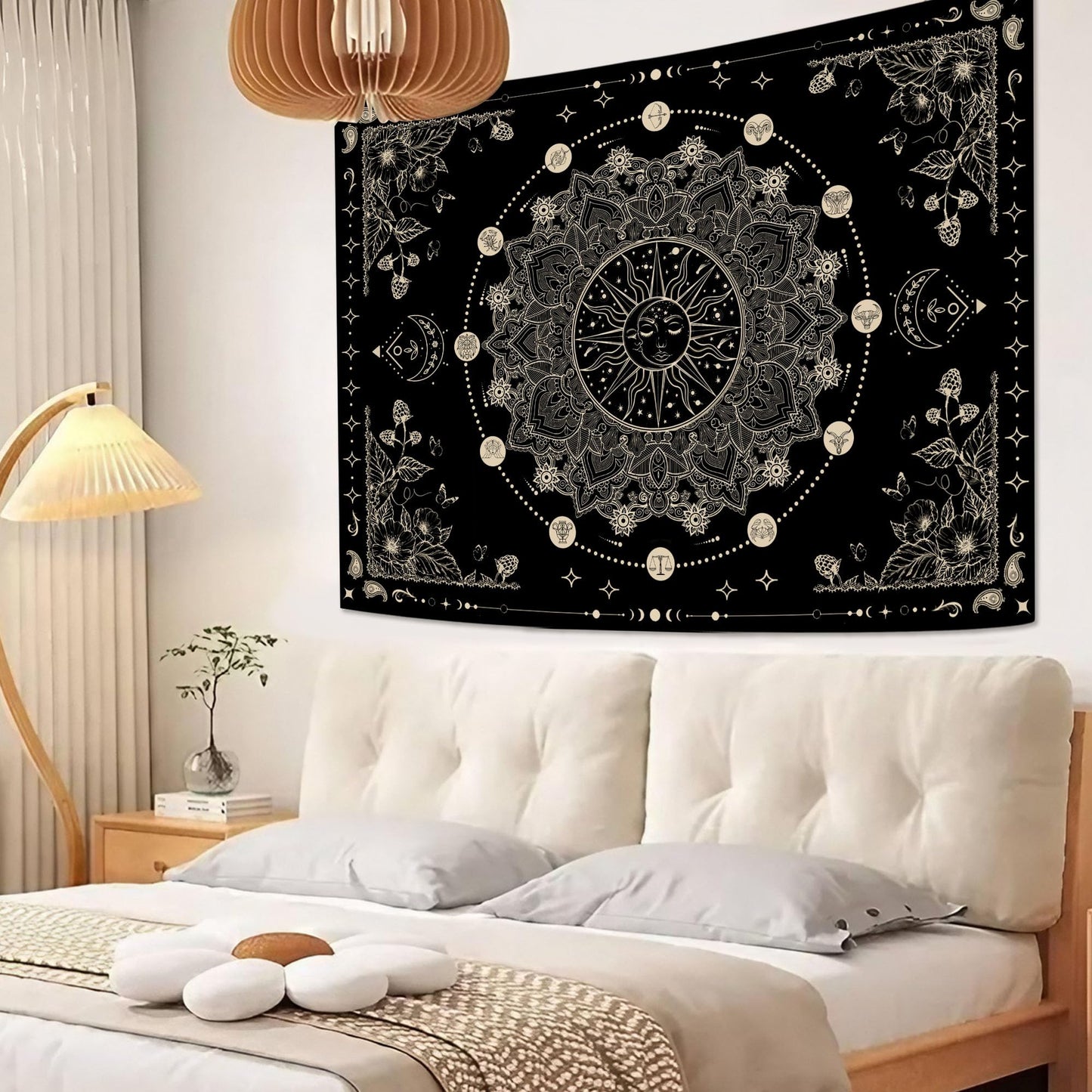 Lunerfex Sun and Moon Mandala Tapestry Boho Tapestry for Bedroom Black and White Tapestries Wall Hanging Living Room Wall Art and Home Decor 70x90