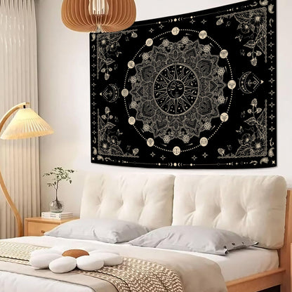 Lunerfex Sun and Moon Mandala Tapestry Boho Tapestry for Bedroom Black and White Tapestries Wall Hanging Living Room Wall Art and Home Decor 70x90