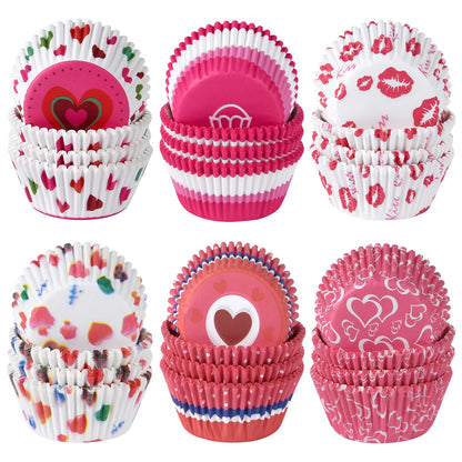 ELECLAND 600 Pcs Valentine's Day Cupcake Liners Baking Muffin Paper Cups Cases Baking Cups Wrappers Decorations for Party Supplies