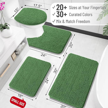 OLANLY Large Bathroom Rugs 70x46, Extra Soft Absorbent Chenille Bath Rugs, Rubber Backing Quick Dry, Machine Washable Bath Mats for Bathroom Floor, Tub and Shower, Home Decor Accessories, Olive Green