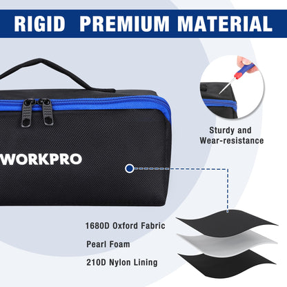 WORKPRO Tool Bag with Zipper, 10" Utility Wide Mouth Heavy Duty Tool Storage Bag, Multipurpose Zipper Tool Pouch Tote Bag for Organizer 3-pack