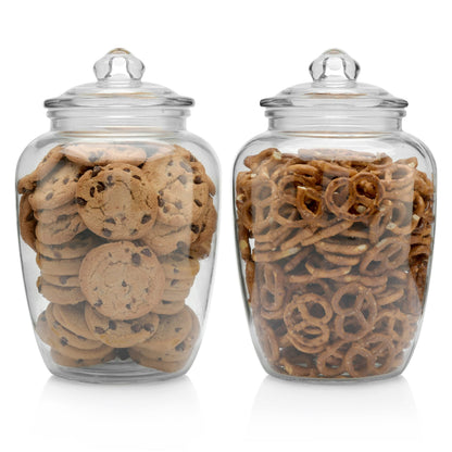 Marbelous Glass Jars with Airtight Lid - Set of 2 Large Apothecary Jar - 2 pc Glass Jar Set – Canisters Sets for the Kitchen for Cookies, Flour, Sugar, Rice - Holds 75oz 9.5 x 5.5-inch