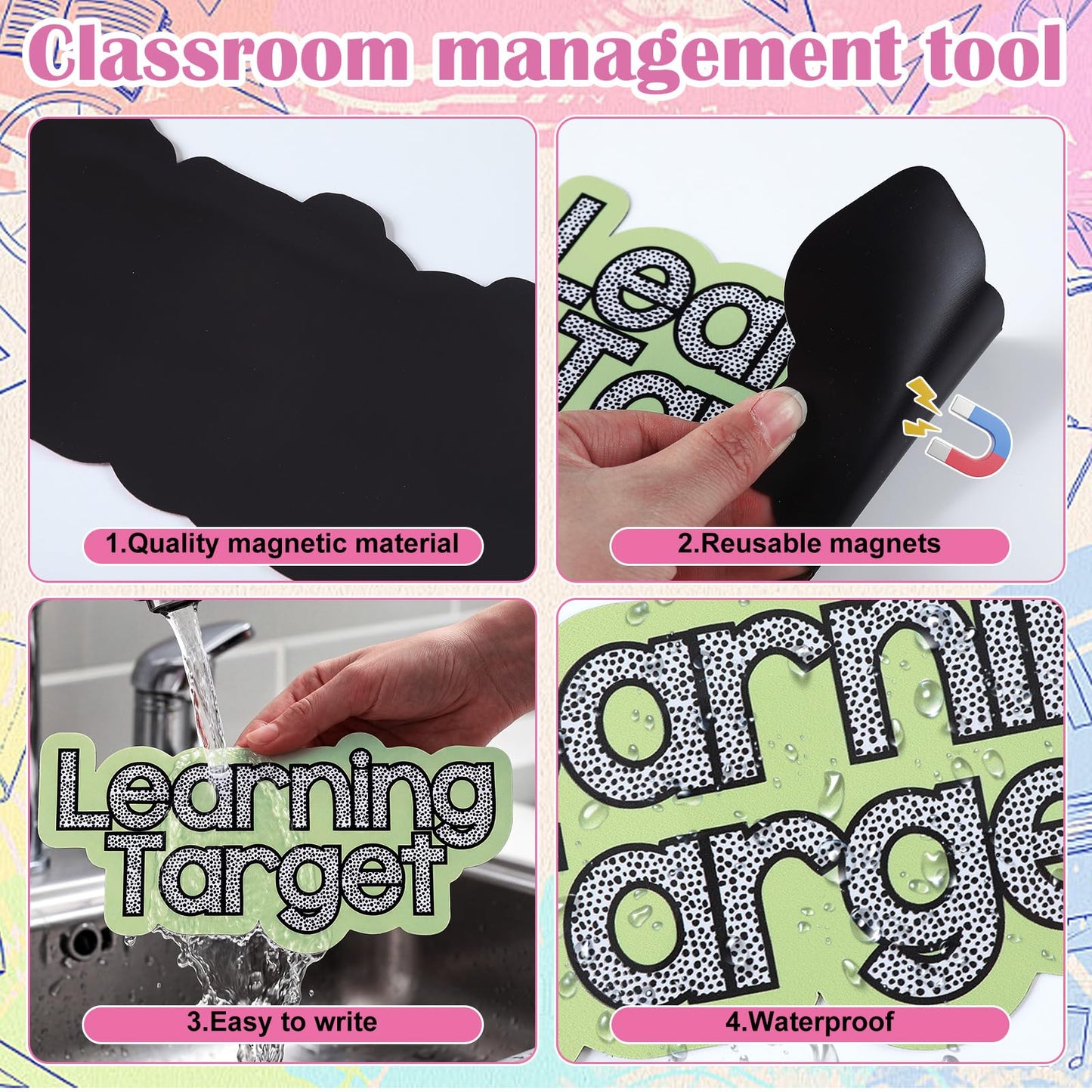 AmazingSpark 12 Pcs Classroom Schedule Magnets Reusable Today's Schedules Learning Target Magnets Set Class Dry Erase Labels for Whiteboard Bulletin Board Decor School Elementary Subjects Organization