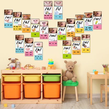Ireer Bright Vowels Sound Wall for Classroom Neutral Phonics Kit, Science of Reading Posters for Classroom Decor, Kindergarten Speech Materials, Phonemic Awareness, Esl Teaching Material