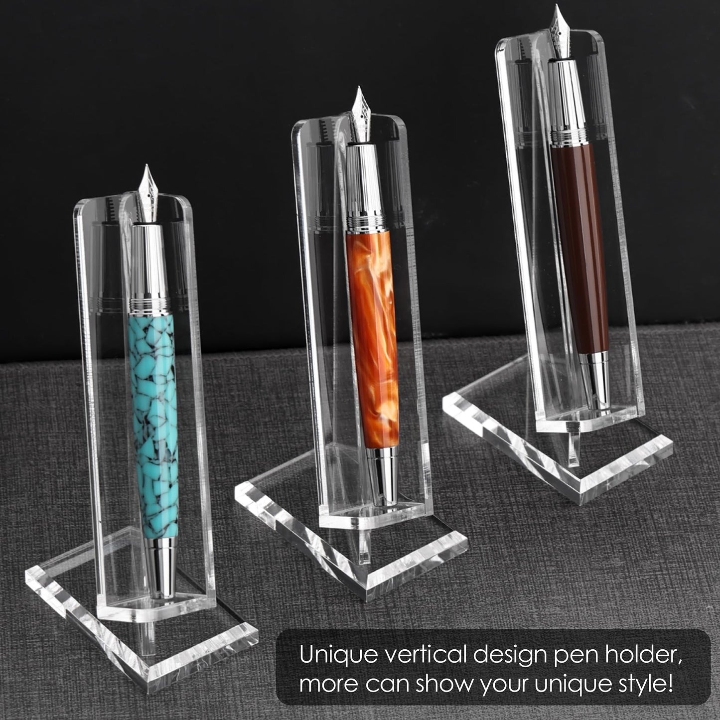 SANRUI Acrylic Pen Holder Desktop Display, Vertical Fountain Pen Pencil Stand Ballpoint Showholder, Clear Makeup Brush Rack, Paintbrush Drying Support Organizer Desk for Exhibitions,Office,Store Use