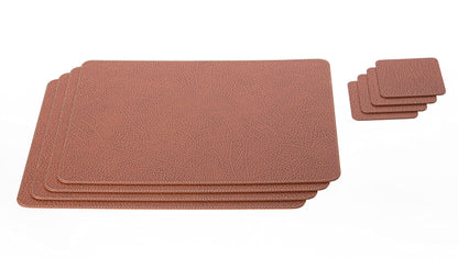 Nikalaz Set of 4 Placemats and 4 Coasters Made of Recycled Leather (18''x13'', Dirty Brown)