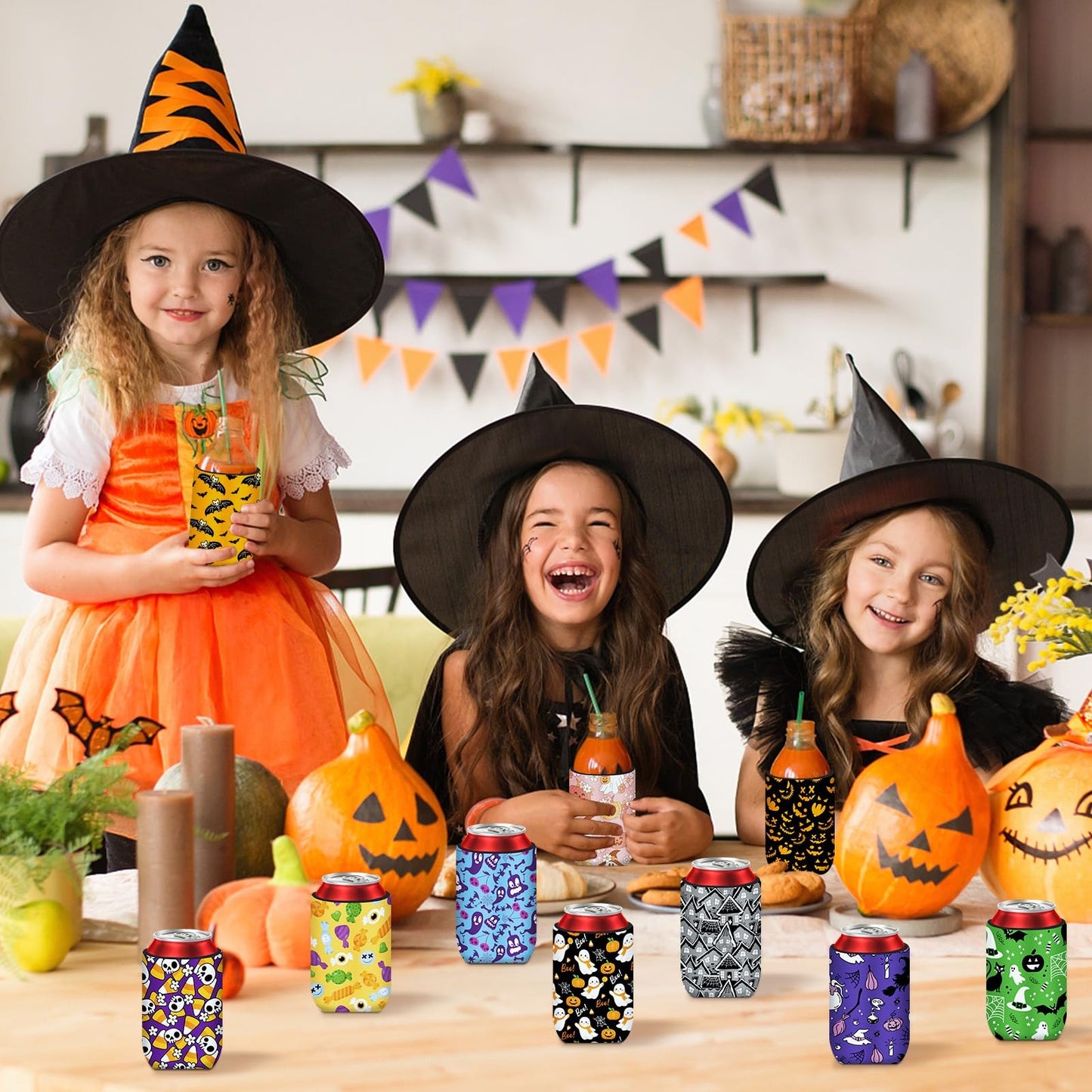 SEPGLITTER 18 Pcs Halloween Can Cooler Sleeves Neoprene Beer Drink Covers