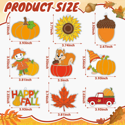 Pasimy 36 Sets Fall Crafts Kit Pumpkin Leaf Suncatchers Paint Your Own Autumn Window Hanging Ornaments Decorations DIY Thanksgiving Activities Arts Classroom Project Harvest Party Favors(Harvest)