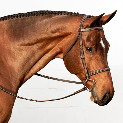 Equinavia Saga Adjustable Padded Fancy Stitched Hunter Bridle with Reins - Chocolate Brown - Pony