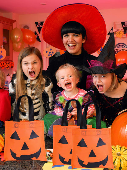 Boao 24 Pieces Halloween Lantern Pumpkin Tote Bags Non Woven Candy Bags for Halloween Party(12 x 12 Inch)