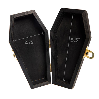 Creative Hobbies 6" Black Painted Wood Coffins - Fillable Mini Casket for Halloween Parties, Goth Decor, Small Pet Burials, Trinket Storage | 2 Pack