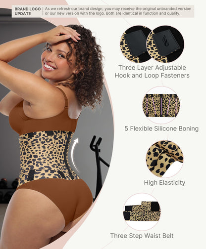 FeelinGirl Workout Waist Trainer Belt for Women Corset Waist Trimmer Belly Band Body Shaper Sports Girdles Leopard M