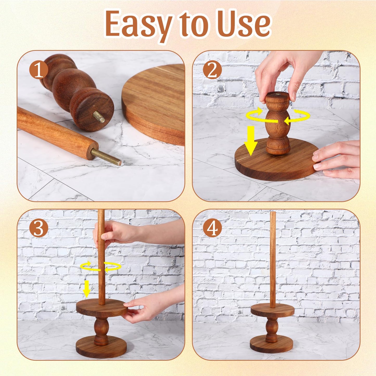 Zhehao 4 Pcs Farmhouse Donut Stand Donut Holder Display Stacker Tower Detachable Doughnut Stand Dessert Tower Tools Serving Decoration Kit for Birthday Wedding Party Decoration(Acacia Wood)