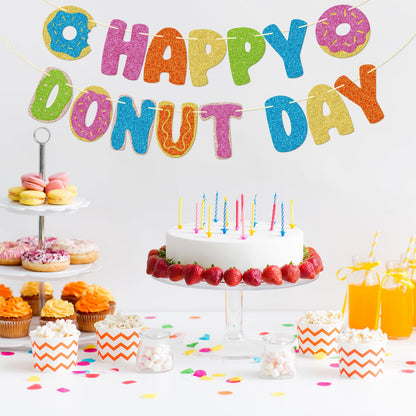 Happy Donut Day Banner, Pre-Strung