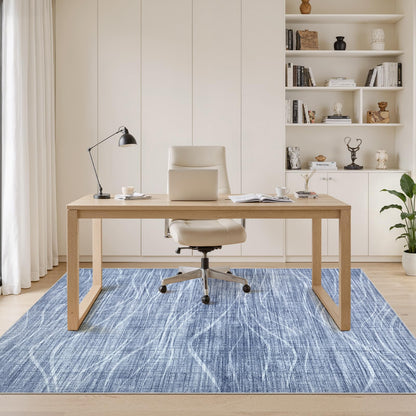 WITSHOCK 5x8 Area Rug Blue Rug for Living Room, Washable Rugs for Bedroom Dining Room Kitchen Nursery, Modern Wave Striped Rugs, Non Slip Stain Resistant Lightweight Carpet Home Decor, Blue