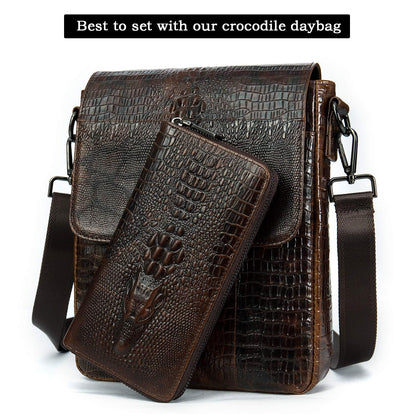 Glorixen Genuine Leather Clutch Bag for Men Handbag Multipurpose Wallet Fashion Card Holder Purse Fold Black (C-Brown)