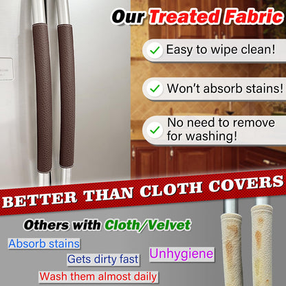 Rikzor Refrigerator Handle Covers, 6 PCS, Adjustable Appliance Handle Covers, Keep Your Kitchen Clean, Microwave Oven Stove Dishwasher Handle Protector, Non Slip Fridge Handle Cover (Dark Brown)