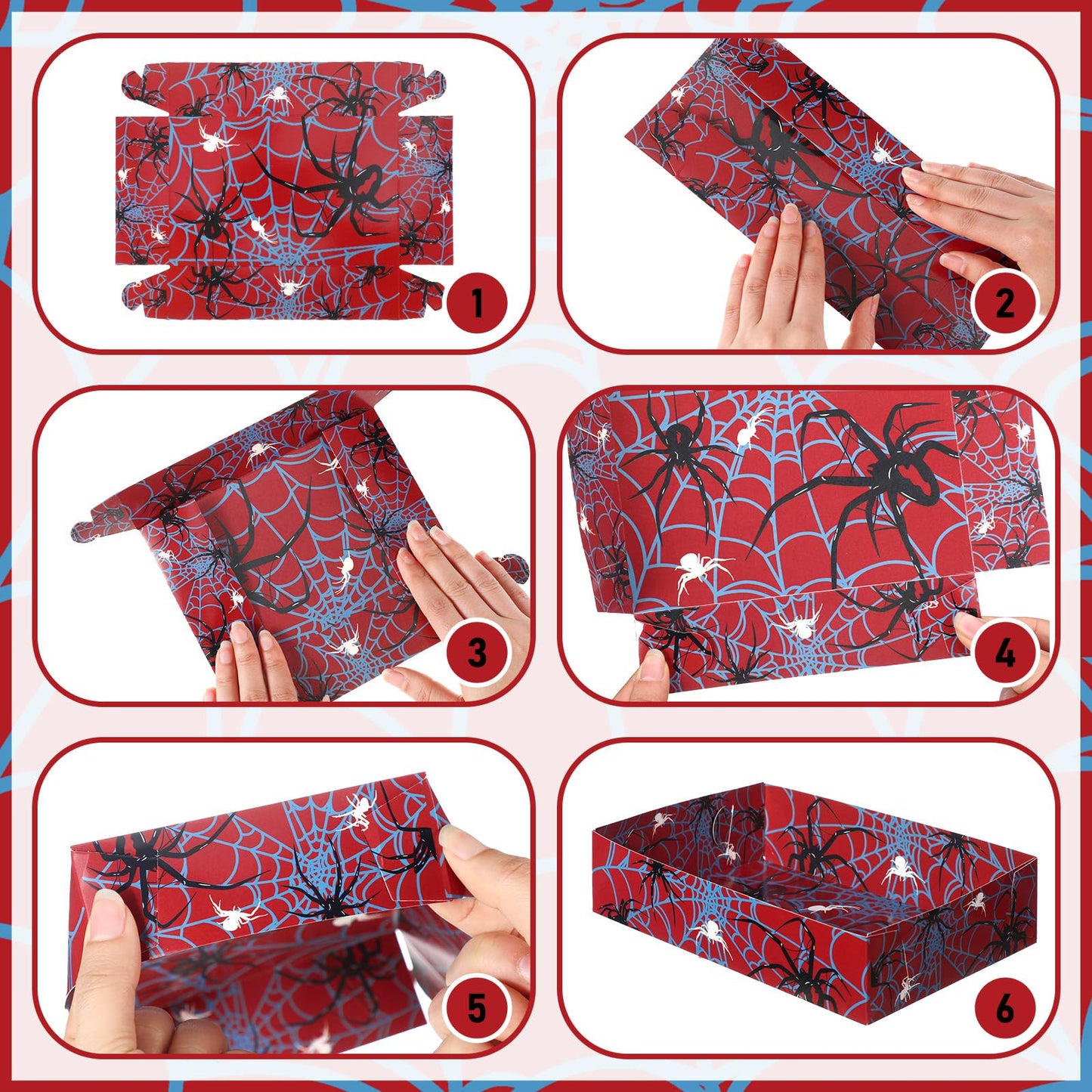 Teenyyou 38 Pcs Spider Food Trays Paper Disposable Serving Food Boats Snacks Holder Trays for Snacks Spider Birthday Decoration French Fries Hot Dog BBQ Party Favors Supplies(Spiderweb)