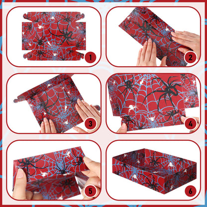 Teenyyou 38 Pcs Spider Food Trays Paper Disposable Serving Food Boats Snacks Holder Trays for Snacks Spider Birthday Decoration French Fries Hot Dog BBQ Party Favors Supplies(Spiderweb)