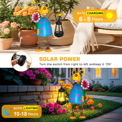 Solar Garden Lights Dog Statue with Solar Lantern Lights,13.38in Tall Dog Decor Outdoor Figurine Lights,Birthday Gifts for Women Mom Grandma,Big Metal Decorative Stakes for Patio,Porch,Yard Art,Lawn