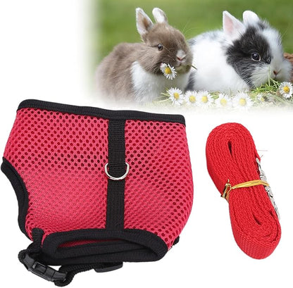 Small Pet Harness with Lead | Adjustable Soft Net Harness for Rabbits/Guinea Pigs/Kittens | Escape - Deterrent Walking Vest for Small Animals