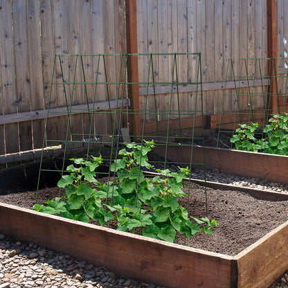 AGTEK 2 Packs 18" x 46" Foldable Cucumber Trellis with Zip Ties Plant Support A Frame Metal Trellis for Cucumber, Climbing Plants, Vegetable Flowers