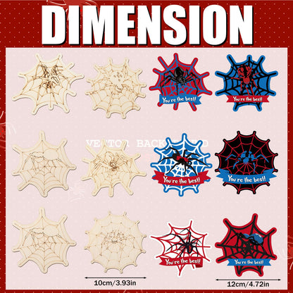 Saypacck 12 Set Halloween Crafts Halloween Spider Web Craft Kit Party Supplies Spider Web Wooden Painting Set with Bubble Stick Christmas Birthday Gift Pack Suitable for Party Supplies Gifts