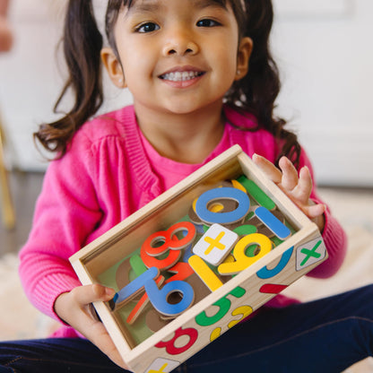 Melissa & Doug 37 Wooden Number Magnets in a Box