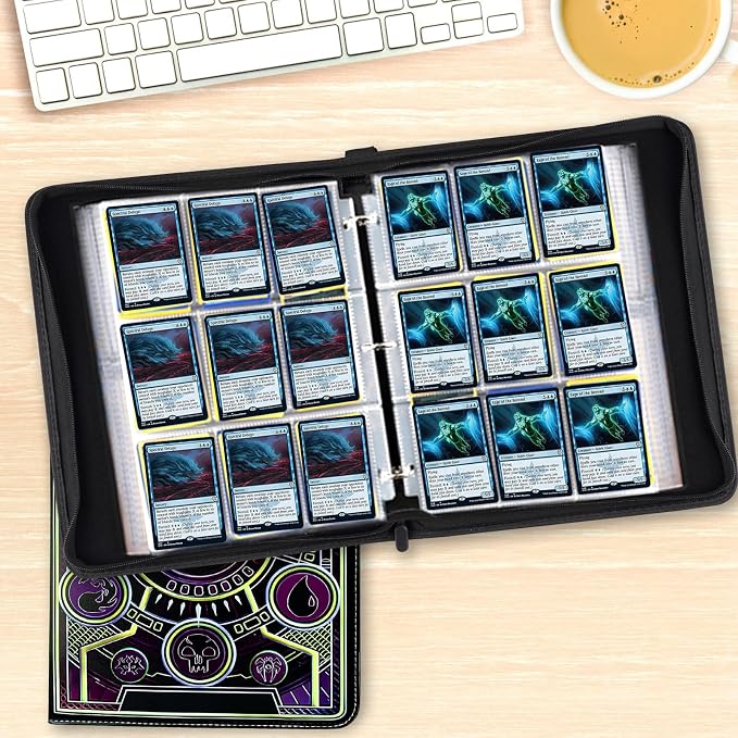 9 Pocket Card Binder,Trading Card Binder Premium 720 Double PU Card Collection Binder with Sleeves,Card Folder for MTG, TCG, Sports Cards, (Purple)