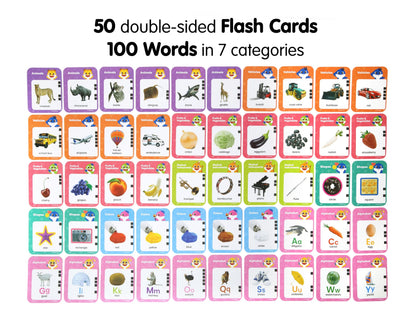 Pinkfong Baby Shark Flash Card Learning Bus – 545 Learning Contents (Words, Sounds, Sentences, Quizzes & Songs), 50 Double-Sided Cards, Interactive Educational Toy for Toddlers 1–3