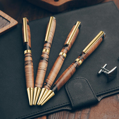 Colarr 10 Pcs Pen Kits for Wood Turning 7mm Slimline Pen Twist Kit with Refill Lathe Turning Supplies for Making Office Classroom Supplies DIY Friend Teacher Student Gifts(Gold)