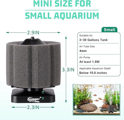 hygger Self-Sinking Sponge Filter for 3–30 Gallon Aquarium, Air Powered Foam Filter for Freshwater & Saltwater Tanks, Betta & Shrimp Safe