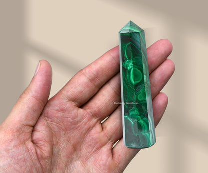Amazing Gemstone Malachite Crystal Towers ~ Natural Healing Crystal Point Obelisk for Reiki Healing and Crystal Grid (3" to 4" INCH)