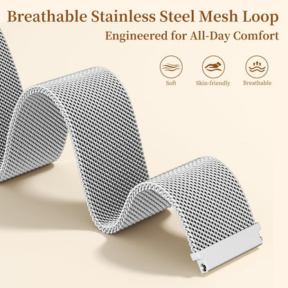 GEAK Metal Bands Compatible with Galaxy Watch 7 Band 6 5 4 FE Active 2 40mm 44mm/Galaxy 5 pro 45mm/Classic, 20mm Stainless Steel Milanese Mesh Loop Magnetic Strap for Samsung Watch Bands Women Men