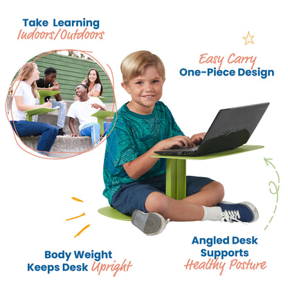 ECR4Kids The Surf Portable Activity Lap Desk, Classroom Essentials, Light Green