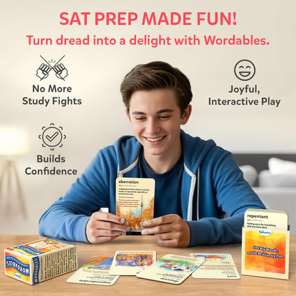Skillmatics Vocabulary Flash Cards for SAT Prep – Learn 100 Words with Wordplay, Visuals & Soundplay, Study Aid & Educational Gift for Ages 12, 13, 14 & Up, Screen-Free Language Game