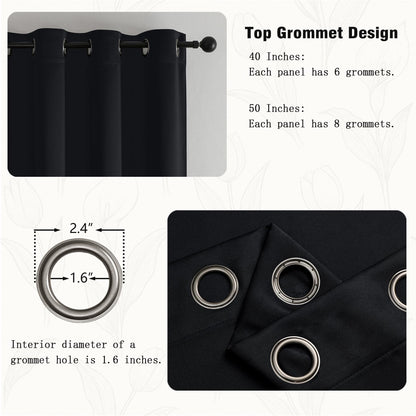 Simplebrand Halloween Black Out Curtains for Bedroom 72 Inches Long 2 Panels Set, Solid Thermal Insulated Privacy Room Darkening Window Curtains for Living Room, Soft Blackout Drapes, W50 x L72 Inch