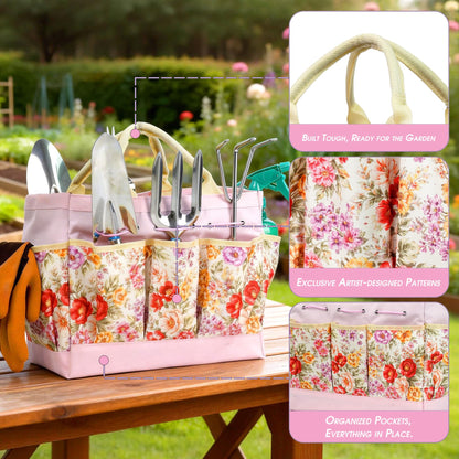 SLARMOR Garden Tool Set, 10 PCS Gardening Essentials, Stainless Steel Garden Hand Tools with Tote Bag, Well-Designed Gardening Supplies Kit Gifts for Women Men Gardeners