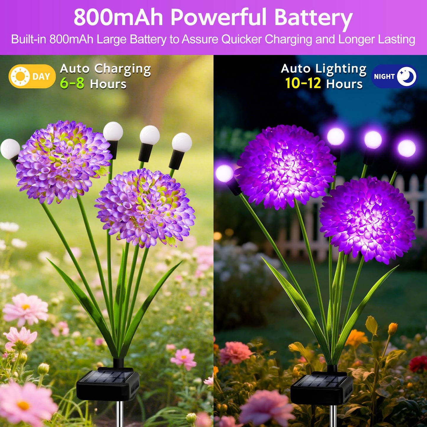 Solar Garden Lights, 8 Pack Solar Purple Swaying Firefly Lights with Flowers, Waterproof Purple Halloween Flowers Light Outdoor for Garden Patio Yard Fall Decoration, Gifts for Women Mother's Day