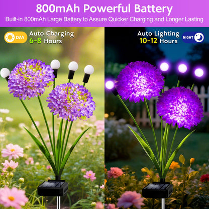 Solar Garden Lights, 8 Pack Solar Purple Swaying Firefly Lights with Flowers, Waterproof Purple Halloween Flowers Light Outdoor for Garden Patio Yard Fall Decoration, Gifts for Women Mother's Day