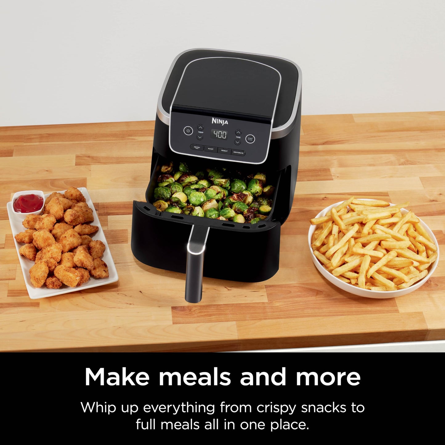 Ninja | Air Fryer | 4 QT Capacity | 4-in1 Roast, Crisp, Roast, Reheats, & Dehydrates | Dishwasher Safe Parts | Includes 20 Easy & Healthy Recipes | Compact | Grey | AF101