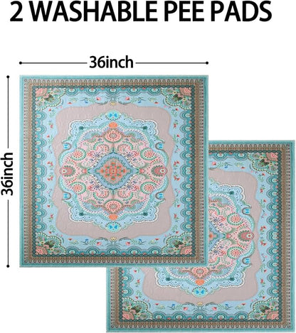 Washable Pee Pads for Dogs, 36"x36" 2 Pack Reusable Puppy Pads Pet Training Pads, Super Absorbent, 100% Waterproof Dog Pee Pads, Whelping, Housebreaking, Incontinence, for Playpen