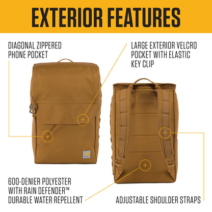 Carhartt 21L Top-Load Backpack, Durable Water Resistant Coated Canvas Base W/ 17" Laptop Sleeve, Bluestone