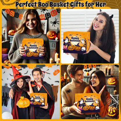 Larchio Boo Basket Stuffers for Women Teen Girls, Halloween Gifts for Teens Adult with Pumpkin Mug Halloween Socks and Self Spa Gift for Family Friends
