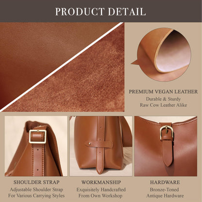 SUNLIGHT LEAVES Vintage Vegan Leather Tote Bag For Women (Red)