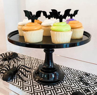 Sprinkles & Confetti 11" Black Melamine Cake Stand – Elegant Reusable Dessert Stand for Weddings, Birthdays, Graduations | Durable Cupcake Display & Smash Cake Plate for Stylish Celebrations