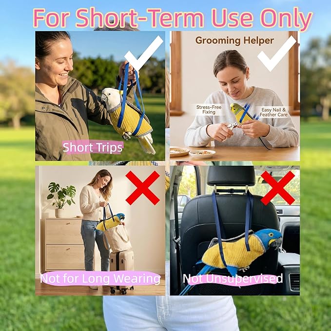 Portable Bird Carrier Bag with Harness, Escape Resistant Parrot Carrier & Bird Travel Bag for Parakeet, Cockatiel, Conure, Pigeon, Small Medium Birds, Random Color (Small)