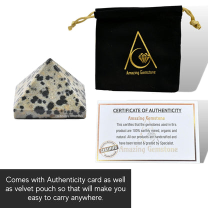 Amazing Gemstone Dalmatian Jasper Pyramid Crystal Healing Stones - 1" Great Pyramid Figurine of Natural Stone Pyramid for Meditation, Reiki, Chakra Balancing and Crystal Pyramids Grid
