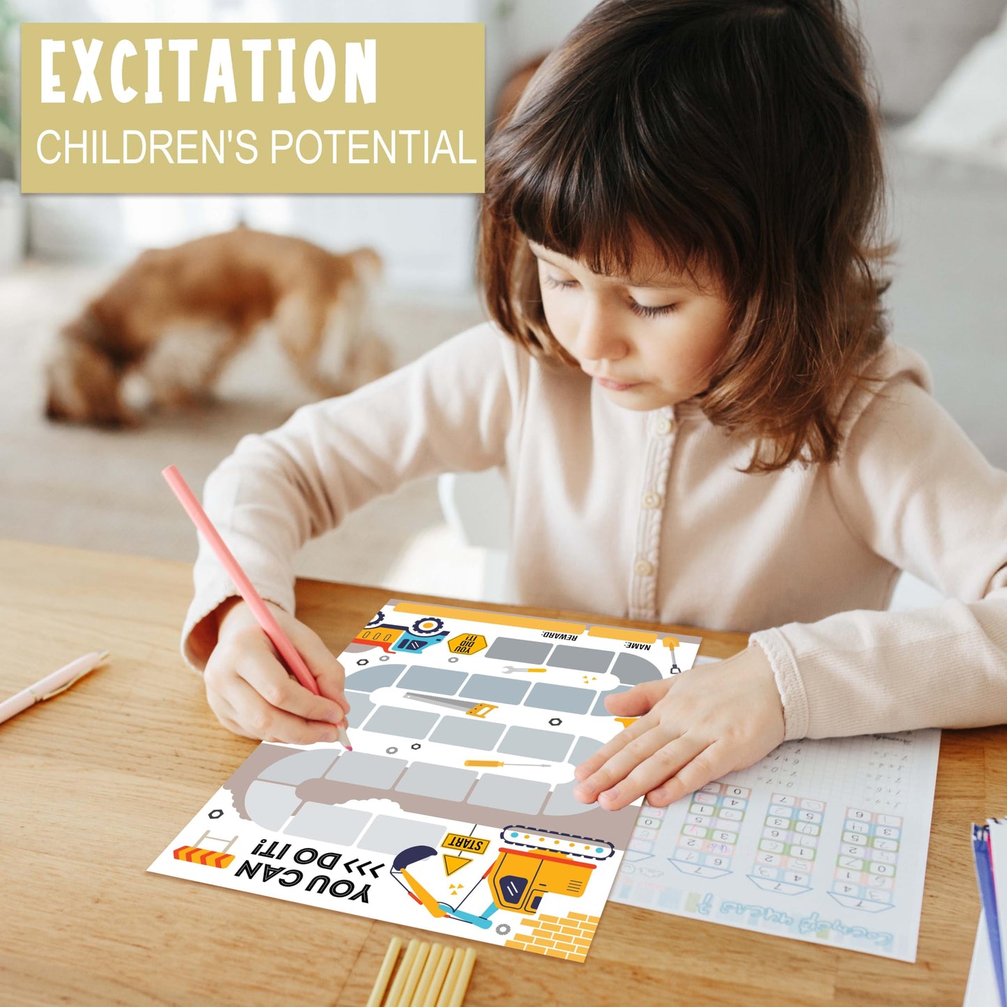 10 Construction Reward Chart with 216 Round Stickers, Incentive Behavior Chart for Kids at Home Classroom, Kids Routine Daily Chore Sticker Chart-A07