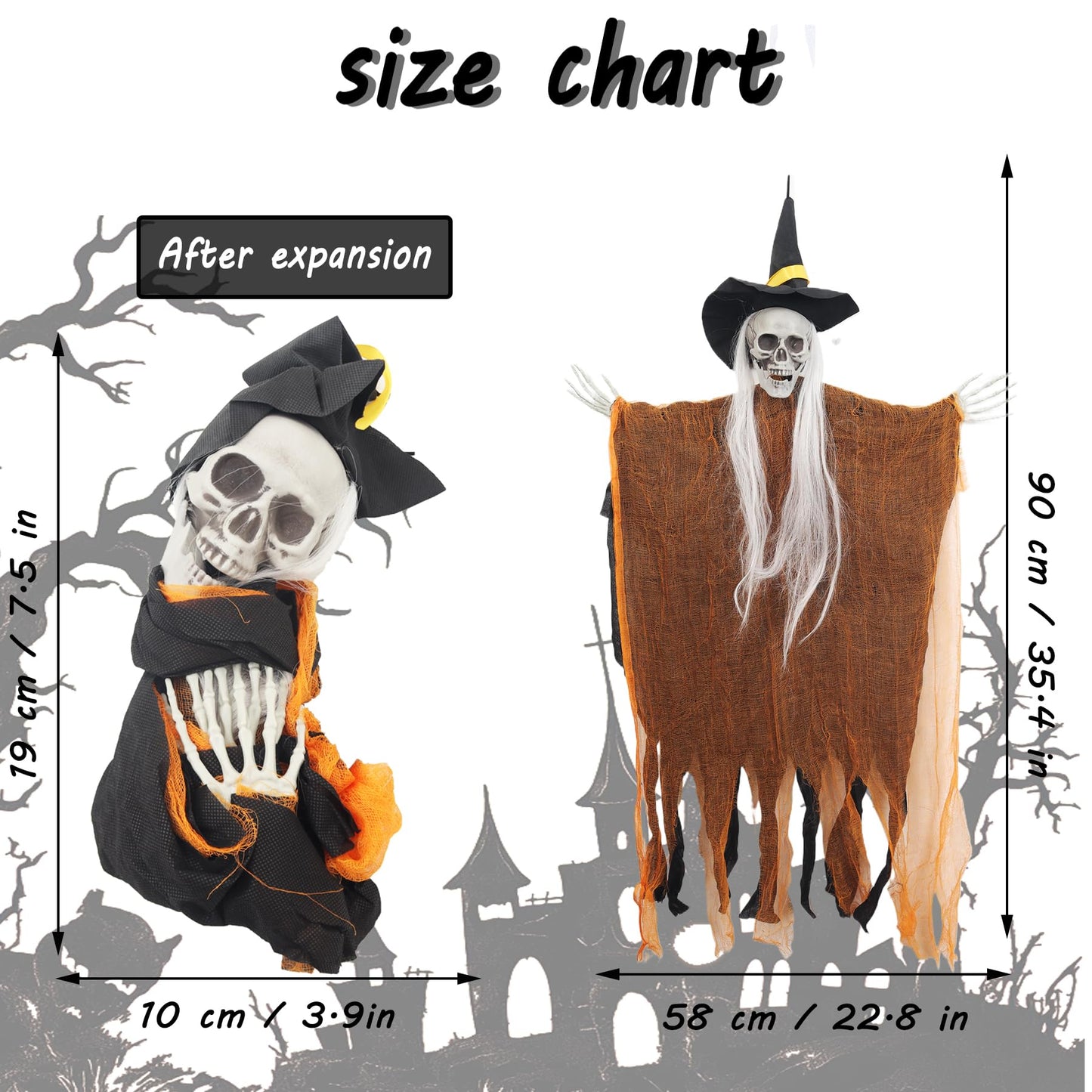 3 PCS Halloween Hanging Skeleton Decorations,35" Scary Halloween Skull Skeletons Outdoor for Yard,Haunted House,Home or Ceiling Ghost Hanging Decor